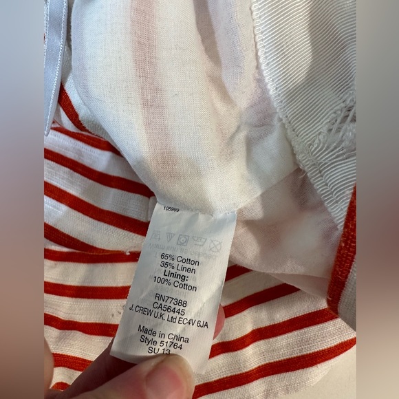 J.CREW THE Pencil Skirt Brick Red White Striped Straight Linen Blends Nautical - Picture 7 of 9